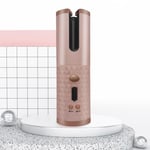 Sans Fil à Boucler Automatique ,fer à Friser Automatique Chauffage Céramique en Tourmaline et Affichage Numérique LED-rose clair