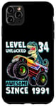 iPhone 11 Pro Max Level 34 Unlocked T Rex Monster Truck Dinosaur 34th Birthday Case