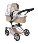 Bayer Chic 2000 Poussette de poupée Mika, Poussette combinée 2 en 1 pour Enfants de 4 à 8 Ans, Poussette pour poupées jusqu'à 52 cm, Ourson Beige