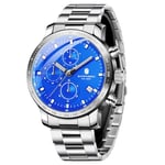 SAPPHERO Montre Homme Chronographe Montres Analogiques Quartz, Étanche 50M, Aiguilles Lumineuses, Date, Montre Décontractée Business, Design Classique, Cadeau Élégant