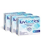 Luv Biotics Sugar Free Original Mint Lozenges with Oral Probiotics, Xylitol & Aloe Vera - 3 x 30 Lozenges