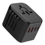 SiGN Universal Reseadapter med USB-portar, 20W - Svart