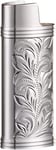 Housse de Briquet en Alliage de Zinc, Housse de Briquet R¿¿utilisable Estamp¿¿e Florale Housse de Protection L¿¿g¿¿re pour Briquet L¿¿ger pour Voyage en Plein Air,Argent