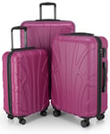 Suitline - Set of 3 Hardshell suitcases, Travel suitcases, Trolley, Rigid luggages, TSA, (55 cm, 66 cm, 76 cm), 100% ABS, mat, Pink