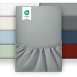 puredown Lot de 2 Drap Housse 180x200 cm avec Bonnet de 30 cm pour Matelas Épais - Protège-Matelas Polyester Microfibre Brossée, Parure de Lit Certifié Oeko-Tex Gris Clair