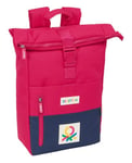 Benetton Cherry - Sac à dos avec rabat pour ordinateur portable de 15,6", idéal pour différents âges, confortable et polyvalent, qualité et résistance, 28 x 13 x 42 cm, Cerise/bleu marine, M,