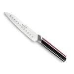 Lacor - 38223 - Couteau Santoku Elite, acier inoxydable, tranchant conique, manche antidérapant, tranchant et résistant, nettoyage à la main, adapté à tout type de viande et de poisson, 18 cm