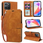 GOTOURED for Honor X6A Phone Case,for Honor X6A Wallet Case Soft Leather,4 Card Slots Holder RFID Blocking,Shockproof Protective Kickstand Wrist Strap Folio Flip Cases Cover (Brown)