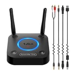 1Mii B06TX Émetteur Bluetooth 5.2, Transmetteur Bluetooth Faible Latence aptX pour TV avec Contrôle du Volume, Adaptateur Bluetooth Entrée Audio AUX RCA Optique Coaxiale [Upgraded]