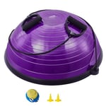 VEVOR Demi-ballon Fitness 62 cm, Ballon d'Équilibre Charge 300 kg, Station d'Équilibre avec Bande de Résistance et Pompe à Pied, Entraînement Complet du Corps, Domicile, Gym, Gymnastique, Violet