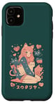 Coque pour iPhone 11 Anime Cat Girl Manga Hearts Kawaii Cute Holiday Valentines