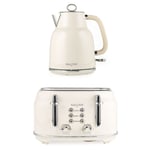 Salter Cream Retro Kettle & 4-Slice Toaster Set 1.7L, Fast Boil, Wide Slot