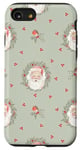 Coque pour iPhone SE (2020) / 7 / 8 Vintage visage de Père Noël vert sauge floral fleurs sauvages