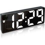 Réveil Numérique,Grand écran LED,Horloge de Surface Miroir avec Fonction Snooze et Connexion de Charge usb Réglable en Luminosité Réveil pour