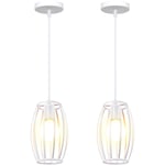 Retro Lustre Suspension Industrielle E27 Lampe Abat-jour Metal Luminaire pour Couloir Chambre Blanc 2PCS