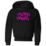 Captain Marvel Spray Text Kids' Hoodie - Black - 5-6 Years