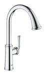 GROHE Robinet évier de cuisine Gloucester, douchette extractible, bec en U, inverseur 2 jets, mitigeur avec mousseur économique d'eau, installation rapide, chromé, 30422000 (Import Allemagne)