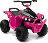 Voiture Electrique Enfants 12V Quad Electrique Enfants 1 Place Klaxon Musique Phares LED Quad Motorisé Charge 35KG Rose