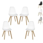 Hofuton Lot de 4 chaises de salle à manger scandinaves - pieds en hêtre - style moderne - 41.54789cm - blanc
