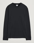 Sunspel Heavyweight Mock Neck Long Sleeve T-Shirt Black