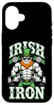 Coque pour iPhone 16 Irlandais Iron Funny St Patrick Day Leprechaun Gym Fitness