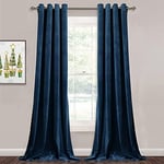 StangH Navy Blue Curtains Velvet - Gorgeous Home Decor Soft Velvet Curtains Blackout Thermal Insulated Patio Sliding Glass Door Curtain Panels for Cottage, Navy Blue, W52 x L108 inch, 2 Panels