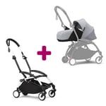 Stokke Pack chassis poussette YOYO³ Blanc + pack nouveau-né 0+ Stone