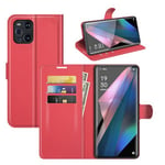 Oppo Find X3 Pro      Pu Wallet Case    [Red]