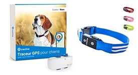 Tractive - GPS pour Chien + Collier LED. Localisation en Direct, portée illimitée (Bleu, L)