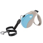 Ferplast Laisse Chien Enrouleur Amigo Medium, Laisse pour Chiens de Taille Moyenne Jusqu'À 25 kg, Cordon Extensible Max 5 m, Bouton de Verrouillage et de Déverrouillage, Beige, Couvercle Bleu Clair