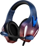 Casque de jeu PS4 pour Xbox One, PS5, PC, H-9 Casque de jeu filaire avec contour de basses, casque de jeu supra-auriculaire avec micro, interface de 3,5 mm (bleu éclatant)