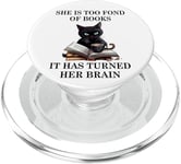 She is Too Fond Books and It Has Turned Her Brain Book Cat PopSockets PopGrip pour MagSafe