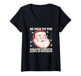 Womens Nurse Christmas Tee Be Nice To The Geriatric Care Giver V-Neck T-Shirt