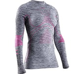 X-Bionic Energy Accumulator 4.0 Shirt Round Neck Long Sleeves Women Sport Maillot de Compression Femme, Grey Melange/Pink, FR : M (Taille Fabricant : M)