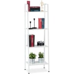 Etagère sur pieds, Etagère en échelle 4 espaces rangement, Plantes, hlp: 136 x 44 x 31,5cm, Blanc Blanc - Relaxdays