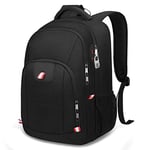 Sac à dos antivol pour ordinateur portable, sac à dos de voyage avec fente de chargement USB, résistant à l'eau, pour collège, convient pour ordinateur portable de 15.6 pouces, noir