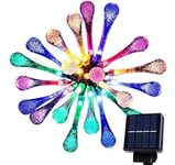 30LED Teardrop Solar Lights Outdoor Garden Solar Lights, 20.8Ft/6.35M Garden Lights Solar Powered Waterproof, Garden Solar Lights Outdoor Waterproof, Multicolor Solar String Lights Outdoor Garden