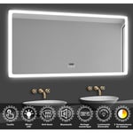 Acezanble miroir lumineux de salle de bain regtanglaire avec Bluetooth, 3 Couleurs et Horloge 80x60cm