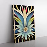 Art Deco Flowers No.4 Canvas Print for Living Room Bedroom Home Office Décor, Wall Art Picture Ready to Hang, 76x50 cm (30x20 Inch) CAN3020-V1022-CK-731