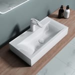 Lavabo Vasque à Poser ou Monter au Mur Lave Mains Suspendu Design Bruxelles118g 62x32x11cm Blanc - Doporro