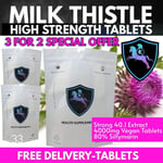 Milk Thistle Tablets 3 X 120 SPECIAL OFFER High Strength 4000mg 40.1 Extract