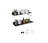 Etagere Murale de 30 cm Salle de Bain ,Cuisine,Chambre,Salon noir Vendos85