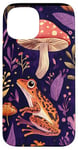 Coque pour iPhone 15 Violet Bohème Ethnique Grenouille et Champignon Vintage Motif