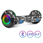 SISIGAD Hoverboard Self Balancing Scooter 6.5" Hoverboard Bluetooth Two Wheel Electric Scooter Swegway Board LED Light With 2 * 300W Motor for Kids