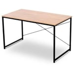 Woltu - Bureau d'ordinateur. table de bureau en bois et acier. Bureau informatique avec étagère.120x60x70cm. 10.2kg.Noir+chêne clair