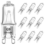 60W G9 Halogen Light Bulb Two Prong Looped Pins for Cabinet Lights, Landscape Lights, Desk and Floor Lamps, Wall Sconces, Dimmable, 230V, Warm White(2700k, 10pcs)