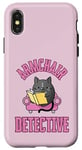 Coque pour iPhone X/XS Fauteuil détective – Chat lisant un livre mystère confortable