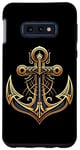 Coque pour Galaxy S10e Symbole de la mer ancre cool dans le style art déco de Noël