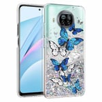 Anreixx Coque à paillettes pour Xiaomi Mi 10T Lite 5G, motif papillon mignon en silicone avec paillettes brillantes et sable mouvant et coussin de pare-chocs en TPU souple