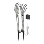 1 Pair Skeleton Arm Stakes Solar Panel LED Copper Wire String Lights Scary SG